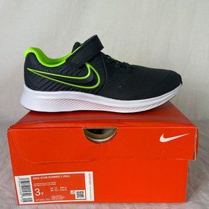 NEW! Nike Kid's Star Runner 2 PSV Anthracite/Electric Green Shoes BIG KID 3Y